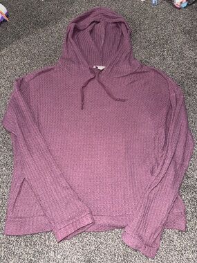 American Eagle Textured Hoodie Mauve Waffle Knit Cozy Pullover Size Small